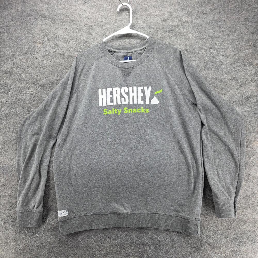 Johnnie-O Sweatshirt Mens L Gray Pullover Hershey Salty Snacks Fleece Logo